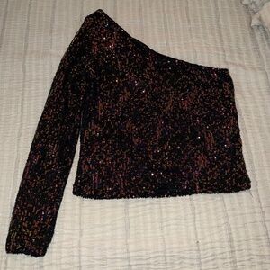 Mango one should er open sequin blouse